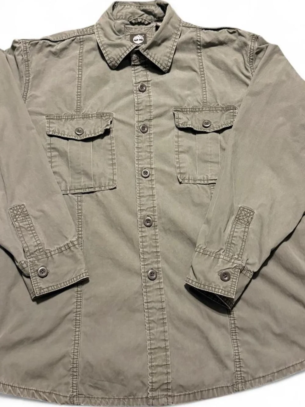Timberland Olive Green Military-Style Button Front Jacket